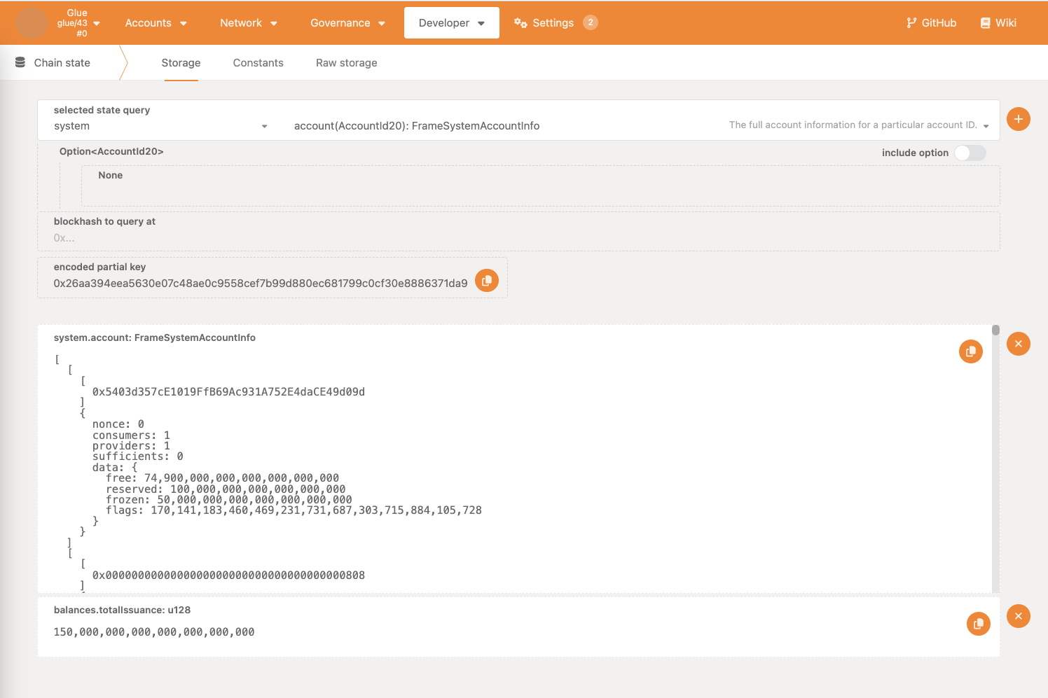 Screenshot of the parachain issuance